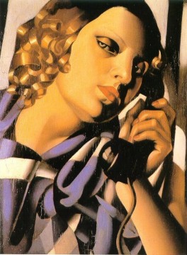  Tamara Lienzo - el teléfono 1930 contemporánea Tamara de Lempicka